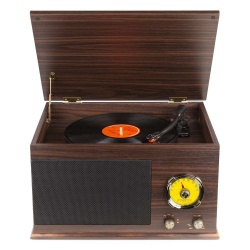 Gramofon z głośnikami Vintage USB, BT, FM drewno RP173 Fenton