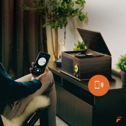 Gramofon z głośnikami Vintage USB, BT, FM drewno RP173 Fenton