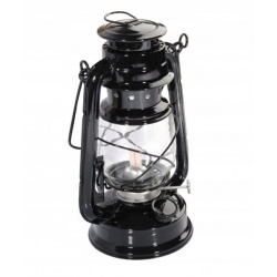 Lampa naftowa sztormowa 24cm z regulacją płomienia czarna biała