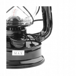 Lampa naftowa sztormowa 24cm z regulacją płomienia czarna biała