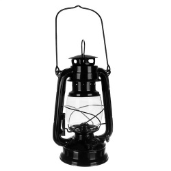 Lampa naftowa sztormowa 24cm z regulacją płomienia czarna biała