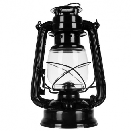 Lampa naftowa sztormowa 24cm z regulacją płomienia czarna biała