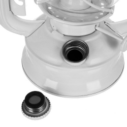 Lampa naftowa sztormowa 24cm z regulacją płomienia czarna biała