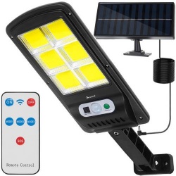 Lampa solarna uliczna 120 LED COB z odpinanym panelem na przewodzie