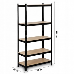 Metalowy regał magazynowy 180 x 90 x 40 cm do 1325 kg 5 półek czarny