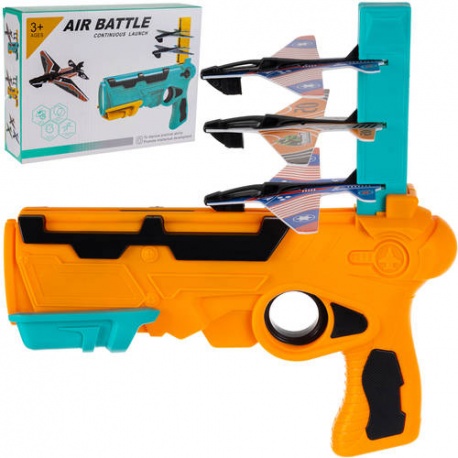 Pistolet dla dzieci zabawka wyrzutnia samolotów automat 3 samoloty