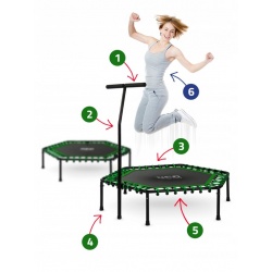 Trampolina fitness z uchwytem do ćwiczeń sportowych w domu sześciokątna