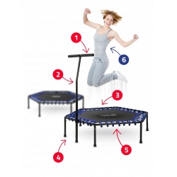 Trampolina fitness z uchwytem do ćwiczeń sportowych w domu sześciokątna