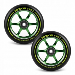 Kółka do hulajnogi wyczynowej 110 mm SOKE ABEC 9 zielone 2 sztuki