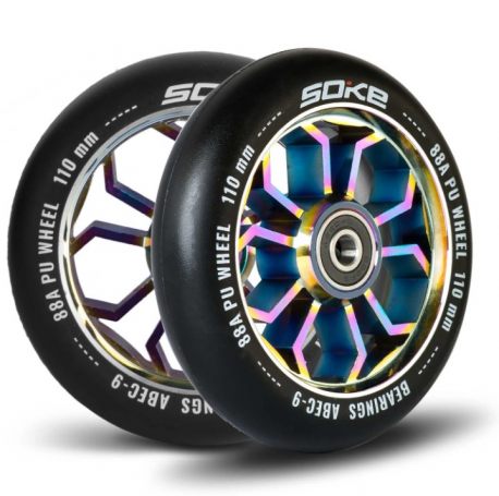 Kółka do hulajnogi wyczynowej 110 mm SOKE ABEC 9 rainbow 2 sztuki