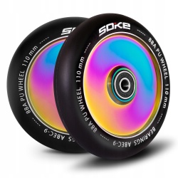 Kółka do hulajnogi wyczynowej 110 mm SOKE ABEC 9 rainbow pełne