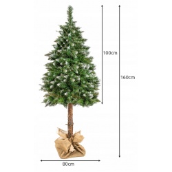 Choinka na pniu sztuczna 2w1 sosna diamentowa 160 cm stojak choinkowy