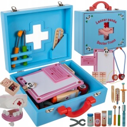 Zestaw małego doktora dla dzieci mały lekarz w walizce drewniany