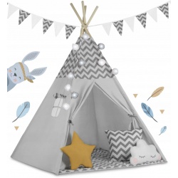 Namiot dla dzieci tipi wigwam okno trzy poduszki miękka mata girlandy