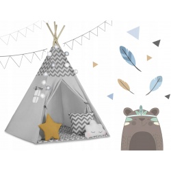 Namiot dla dzieci tipi wigwam okno trzy poduszki miękka mata girlandy