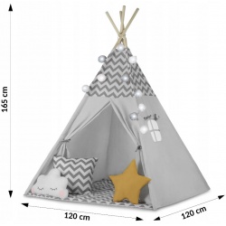 Namiot dla dzieci tipi wigwam okno trzy poduszki miękka mata girlandy