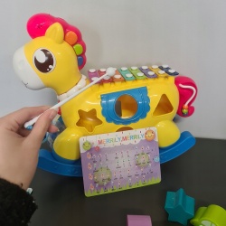Konik interaktywny sorter klocki cymbałki zabawka dla dzieci