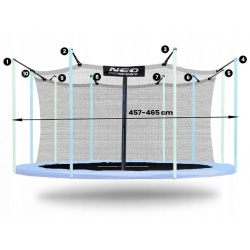 Siatka wewnętrzna 465 cm do trampoliny ogrodowej 15ft 10 słupków