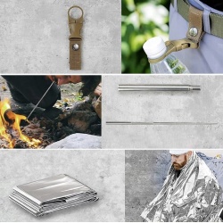 Zestaw przeżycia SURVIVAL 32w1 krzesiwo nóż sztućce latarka