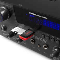 Wzmacniacz mocy AV430B Fenton karaoke 2x 300W czarny srebrny