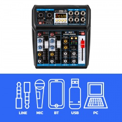 Mikser muzyczny 4-kanałowy DSP USB MP3 BT Vonyx VMM-P500
