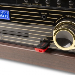 Gramofon miniwieża Nashville CD DAB+/FM ciemne drewno