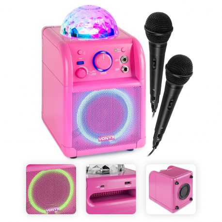 Zestaw karaoke Vonyx SBS55B z 2 mikrofonami, Bluetooth i efektem świetlnym