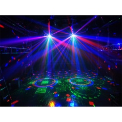 Efekt świetlny reflektor DMX 5W 1 z WASH, UV, LASER R+G, STROBO i ASTRO