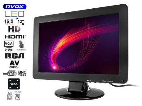 Monitor z ekranem dotykowym LED o przekątnej 12 cali wejście VGA HDMI