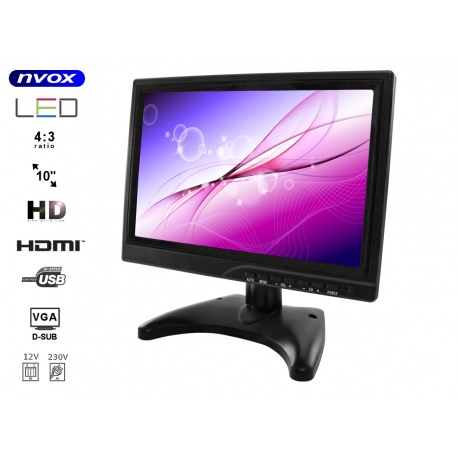 Monitor wolnostojący z matrycą LED 10 cali NVOX wbudowane złącze VGA HDMI AV-in