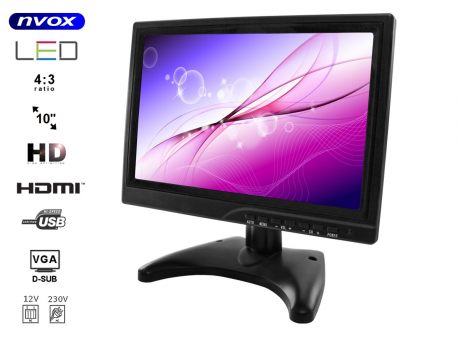 Monitor wolnostojący z matrycą LED 10 cali NVOX wbudowane złącze VGA HDMI AV-in