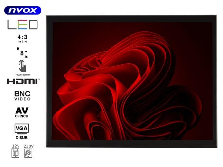 Monitor z dotykową matrycą do zabudowy typu OPEN FRAME 8 cali Digital LED VGA HDMI METALOWA OBUDOWA