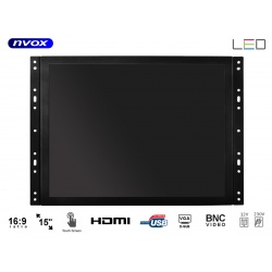Monitor z dotykową matrycą do zabudowy NVOX typu OPEN FRAME 15 cali Digital LED Hi-Contrast VGA HDMI metalowa