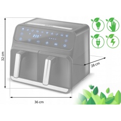 Frytkownica beztłuszczowa z wyświetlaczem BD-653 regulacja temperatury 1700W