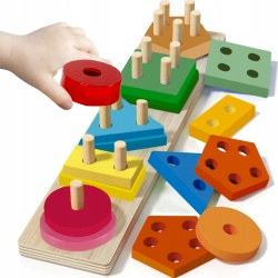 Układanka sorter drewniana Montessori klocki edukacyjna zabawka sensoryczna