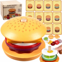 Burger drewniany restauracja układanka sorter 10 kart dla dzieci