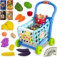 Wózek na zakupy koszyk sklepowy dla dzieci zabawkowy LED 3w1