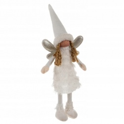Wróżka Świąteczna anioł figurka elf dekoracja 40cm czerwona biała szara