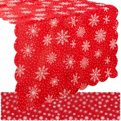 Bieżnik Świąteczny na stół obrus święta 220x35 cm czerwony wigilijny śnieg