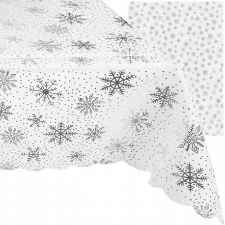 Obrus Świąteczny na stół Boże Narodzenie święta biały śnieżynki 260x140 cm