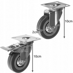 Kółka metalowe koła obrotowe zestaw jezdny 75mm 3" kółka do wózka