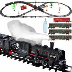 Kolejka elektryczna pociąg ciuchcia dym wagony duży tor 700cm torów