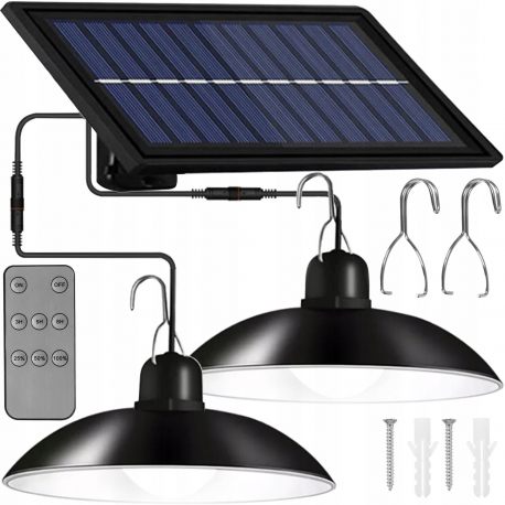 Solarna Lampa 2x Żyrandol Wisząca LED Pilot Zestaw ogrodowa