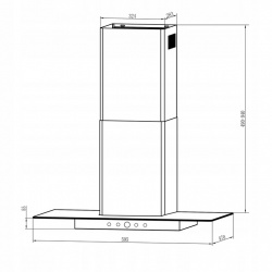 Okap kuchenny ścienny 60 cm Berdsen BT-217 czarny LED kominowy