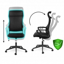 Fotel biurowy z mikrosiatki Labi czarny krzesło obrotowe