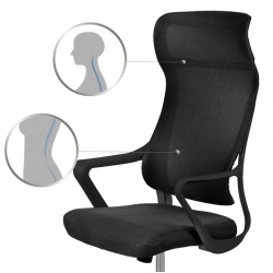 Fotel biurowy z mikrosiatki Labi czarny krzesło obrotowe