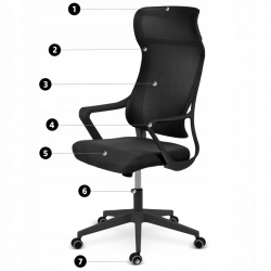 Fotel biurowy z mikrosiatki Labi czarny krzesło obrotowe