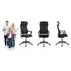 Fotel biurowy z mikrosiatki Labi czarny krzesło obrotowe