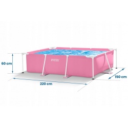 Basen ogrodowy stelażowy 220 x 150 x 60 cm INTEX 28266 różowy