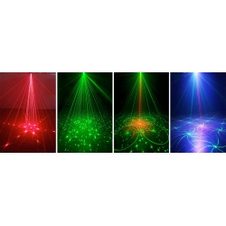 Laser dyskotekowy śnieżny RGB z LED i pilotem GOBO STROBO